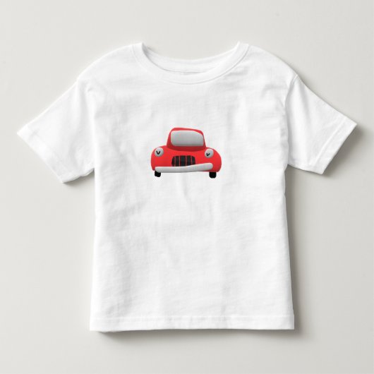 かわいい赤いキャラクターの車の子供用カスタムTシャツ トドラーTシャツ (正面)