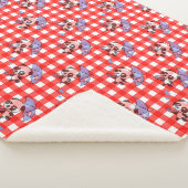 かわいい赤いギンガムチェック シェルパブランケット (3/4)