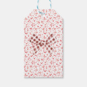 かわいい赤いギンガムボウギフトラベル ギフトタグ (正面)