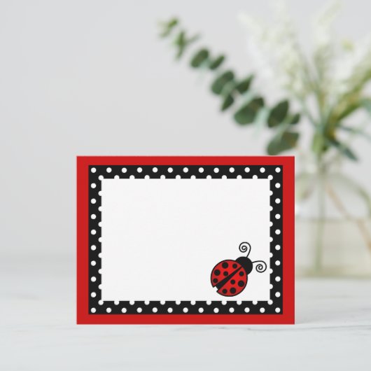 かわいい赤いクモグモのフラットありがとうノートカード ノートカード (スタンド正面)