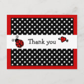 かわいい赤いクモグモのフラット サンクス ノート カード (裏面)