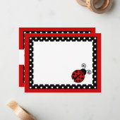 かわいい赤いクモグモ 平型サンキューカード ノートカード (正面/裏面インサイチュ)