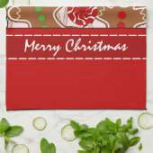 かわいい赤いクリスマスのジンジャーブレッド キッチンタオル (折り畳み)