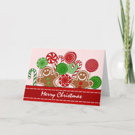 かわいい赤いクリスマスのジンジャーブレッド シーズンカード