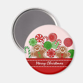 かわいい赤いクリスマスのジンジャーブレッド マグネット (正面/裏面)