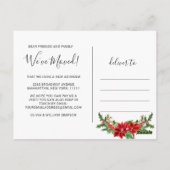 かわいい赤いクリスマスカーのホリデー引越しのお知らせ ポストカード (裏面)