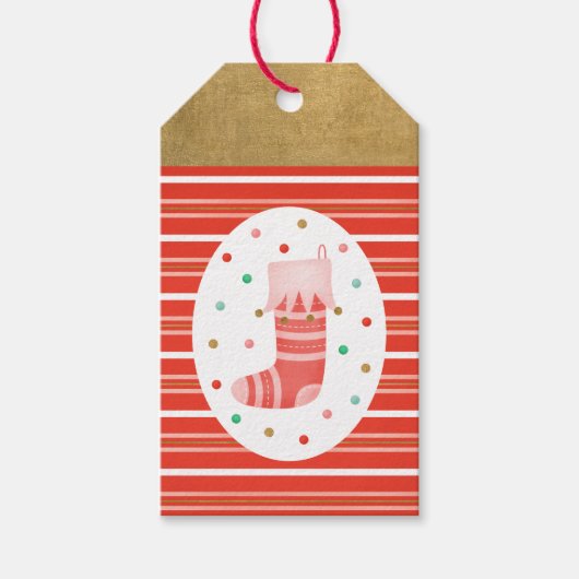 かわいい赤いクリスマスギフトラベル ギフトタグ (正面)