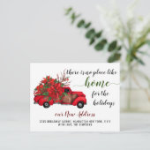 かわいい赤いクリスマストラックの移動発表 ポストカード (スタンド正面)