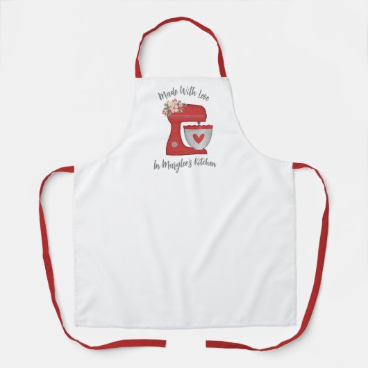 かわいい赤いクリスマスフローラケーキミキサー エプロン (正面)