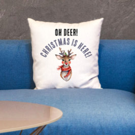 かわいい赤いクリスマスルドルフのトナカイの水色 クッション