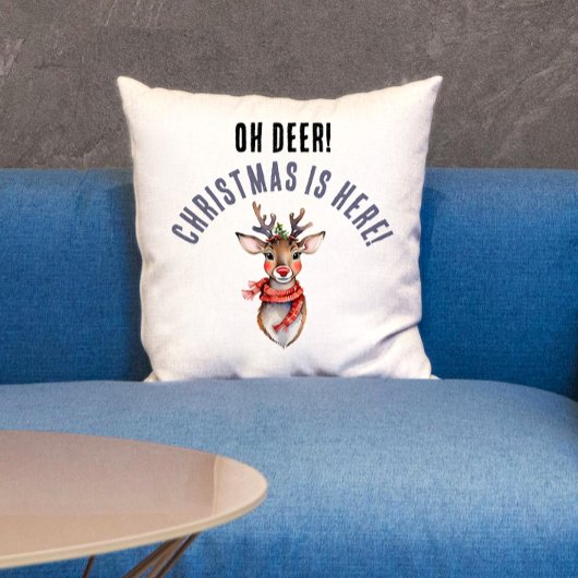 かわいい赤いクリスマスルドルフのトナカイの水色 クッション