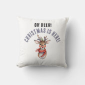 かわいい赤いクリスマスルドルフのトナカイの水色 クッション (正面)