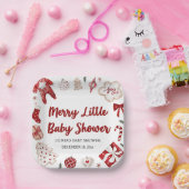 かわいい赤いクリスマス冬メリーの小さな赤ちゃんシャワー ペーパープレート (パーティー)