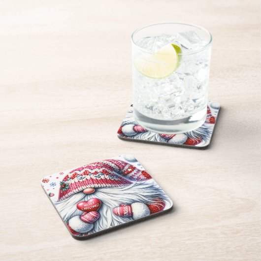 かわいい赤いクリスマス格言 コースター (右側)