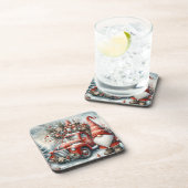 かわいい赤いクリスマス格言/ヴィンテージトラック コースター (右側)