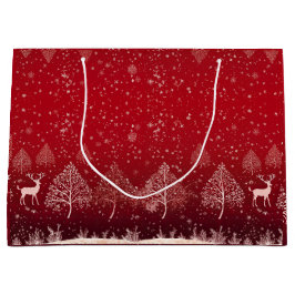 かわいい赤いクリスマス ラージペーパーバッグ