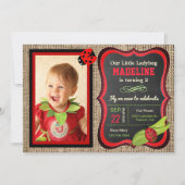 かわいい赤いコバチの子供の誕生日パーティーの写真 招待状 (正面)