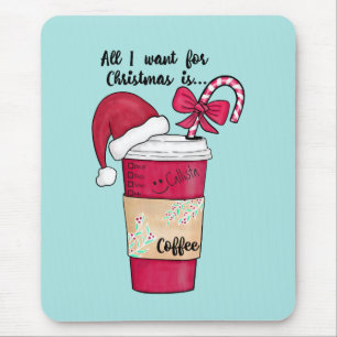かわいい赤いサンタハットコーヒーキャンディー、甘えたクリスマス マウスパッド