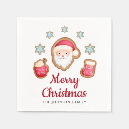 かわいい赤いサンタ メリークリスマス スタンダードカクテルナプキン