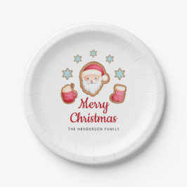 かわいい赤いサンタ メリークリスマス ペーパープレート