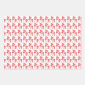 かわいい赤いシルエットとハッピーダンス ラッピングペーパーシート (正面3)