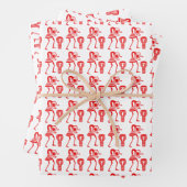 かわいい赤いシルエットとハッピーダンス ラッピングペーパーシート (インサイチュ)