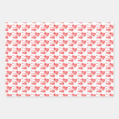 かわいい赤いシルエットとハッピーダンス ラッピングペーパーシート (正面3)