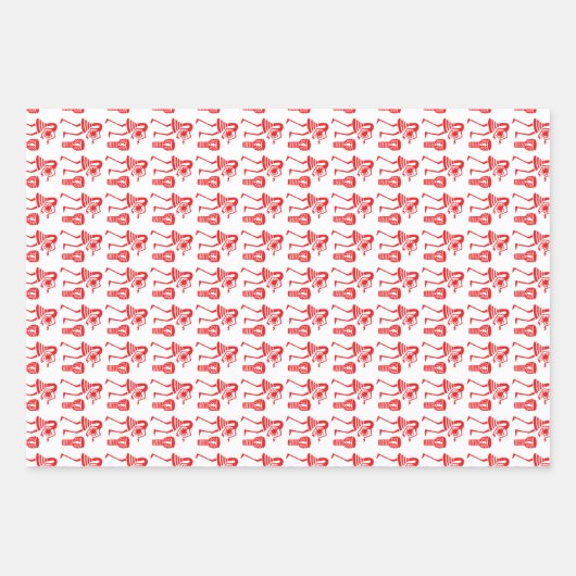かわいい赤いシルエットとハッピーダンス ラッピングペーパーシート (正面3)
