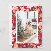 かわいい赤いジンジャーブレッドのクリスマスグリーティングフォト シーズンカード (正面)
