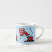 かわいい赤いスチームショベルディガー漫画イラストレーション エスプレッソカップ (右)