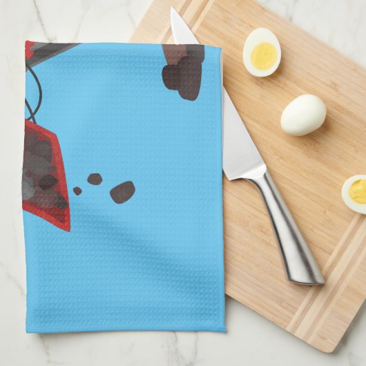 かわいい赤いスチームショベルディガー漫画イラストレーション キッチンタオル (四つ折り)