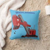 かわいい赤いスチームショベルディガー漫画イラストレーション クッション (ブランケット)