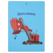 かわいい赤いスチームショベルディガー漫画イラストレーション クリップボード (裏面)