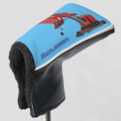 かわいい赤いスチームショベルディガー漫画イラストレーション ゴルフヘッドカバー (3/4 正面)