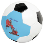 かわいい赤いスチームショベルディガー漫画イラストレーション サッカーボール (3/4)