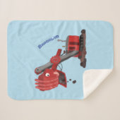 かわいい赤いスチームショベルディガー漫画イラストレーション シェルパブランケット (正面(横))