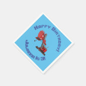 かわいい赤いスチームショベルディガー漫画イラストレーション スタンダードカクテルナプキン (角)