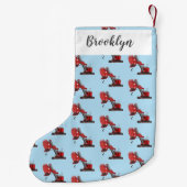 かわいい赤いスチームショベルディガー漫画イラストレーション スモールクリスマスストッキング (裏面)