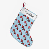 かわいい赤いスチームショベルディガー漫画イラストレーション スモールクリスマスストッキング (正面 (吊り時))