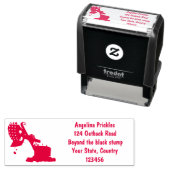 かわいい赤いスチームショベルディガー漫画イラストレーション セルフインキングスタンプ (インサイチュ)