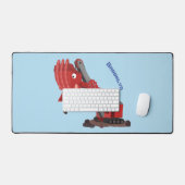 かわいい赤いスチームショベルディガー漫画イラストレーション デスクマット (キーボード&マウス)