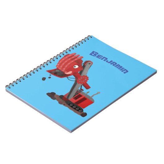 かわいい赤いスチームショベルディガー漫画イラストレーション ノートブック (左側)