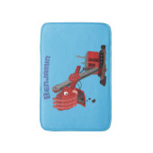 かわいい赤いスチームショベルディガー漫画イラストレーション バスマット (正面縦)