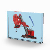 かわいい赤いスチームショベルディガー漫画イラストレーション フォトブロック (右)