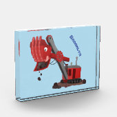 かわいい赤いスチームショベルディガー漫画イラストレーション フォトブロック (左)