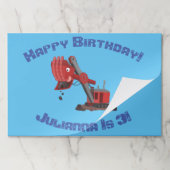 かわいい赤いスチームショベルディガー漫画イラストレーション ペーパーパッド (折り畳み)