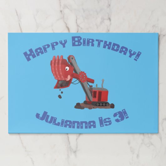 かわいい赤いスチームショベルディガー漫画イラストレーション ペーパーパッド (正面)