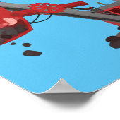 かわいい赤いスチームショベルディガー漫画イラストレーション ポスター (角)