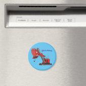 かわいい赤いスチームショベルディガー漫画イラストレーション マグネット (インサイチュ (食洗機))