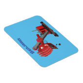 かわいい赤いスチームショベルディガー漫画イラストレーション マグネット (右側)